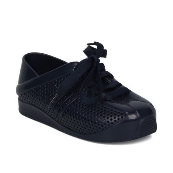 Girl Mini Melissa Mini Love System PVC Perforated Lace Up Sneaker - Navy Blue - Picture 1 of 5